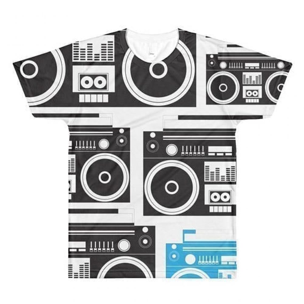 Fluxe Black & Blue Boomboxes All-Over Printed T-Shirt | Fluxebrand