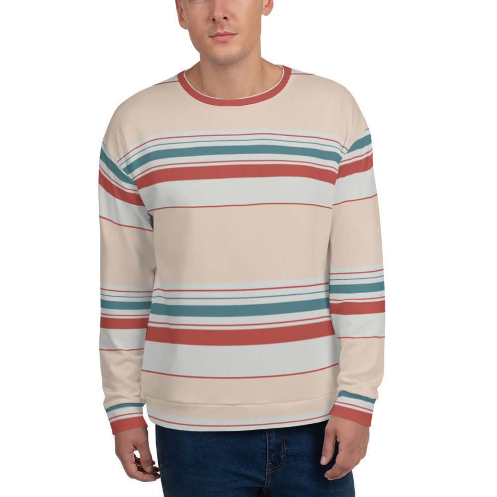 Retro Burnt Teal Stripes Men's Sweatshirt